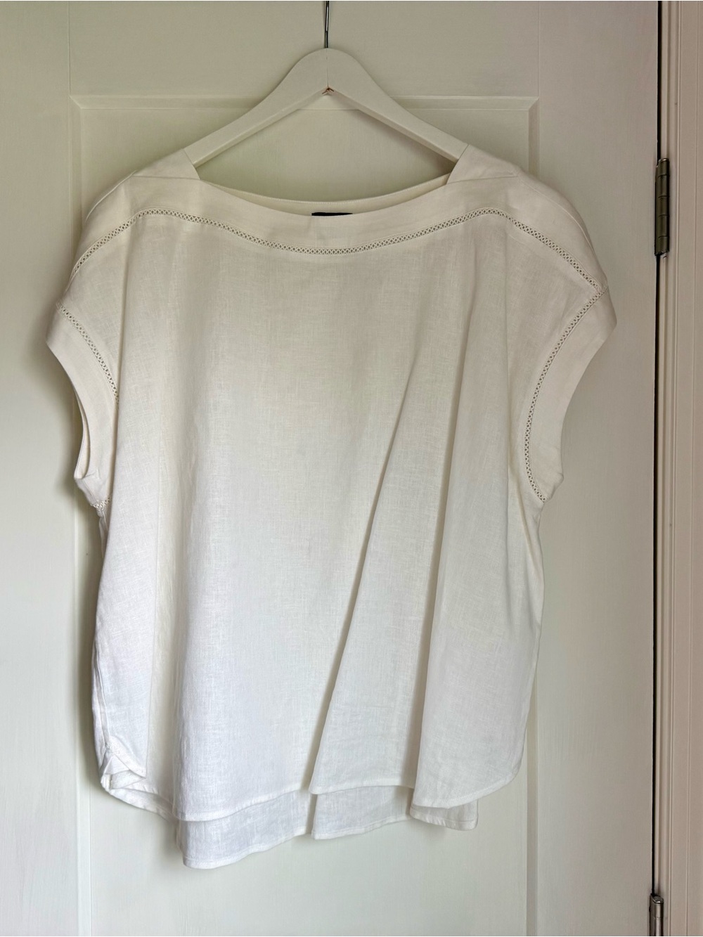 Ann Taylor White Linen-Blend Boxy Top